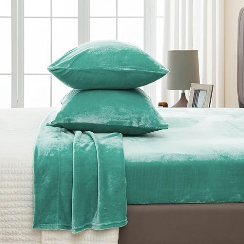 Great Bay Home Micro Fleece Extra Soft Cozy Velvet Plush Solid Sheet Set Deluxe Bed Sheets With Deep Pockets Velvet Luxe Collect