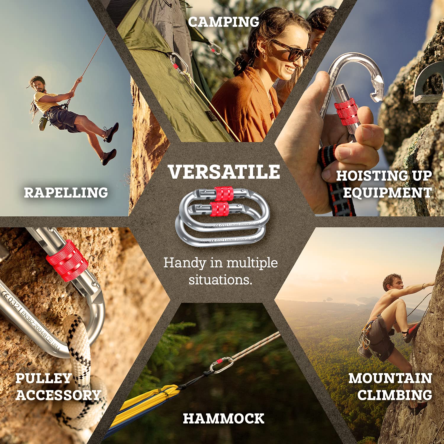 25Kn Climbing Carabiner Clip - Heavy Duty O-Shape Steel Locking Caribeaner - Uiaa / Ce Certified Rock Climbing Gear - Strong Lar