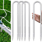 Trampolines Wind Stakes 4 Pack 12 Inch, U Shaped Rebar Stakes Heavy Duty, Safety Ground Anchor Galvanized Steel Wind Stakes For