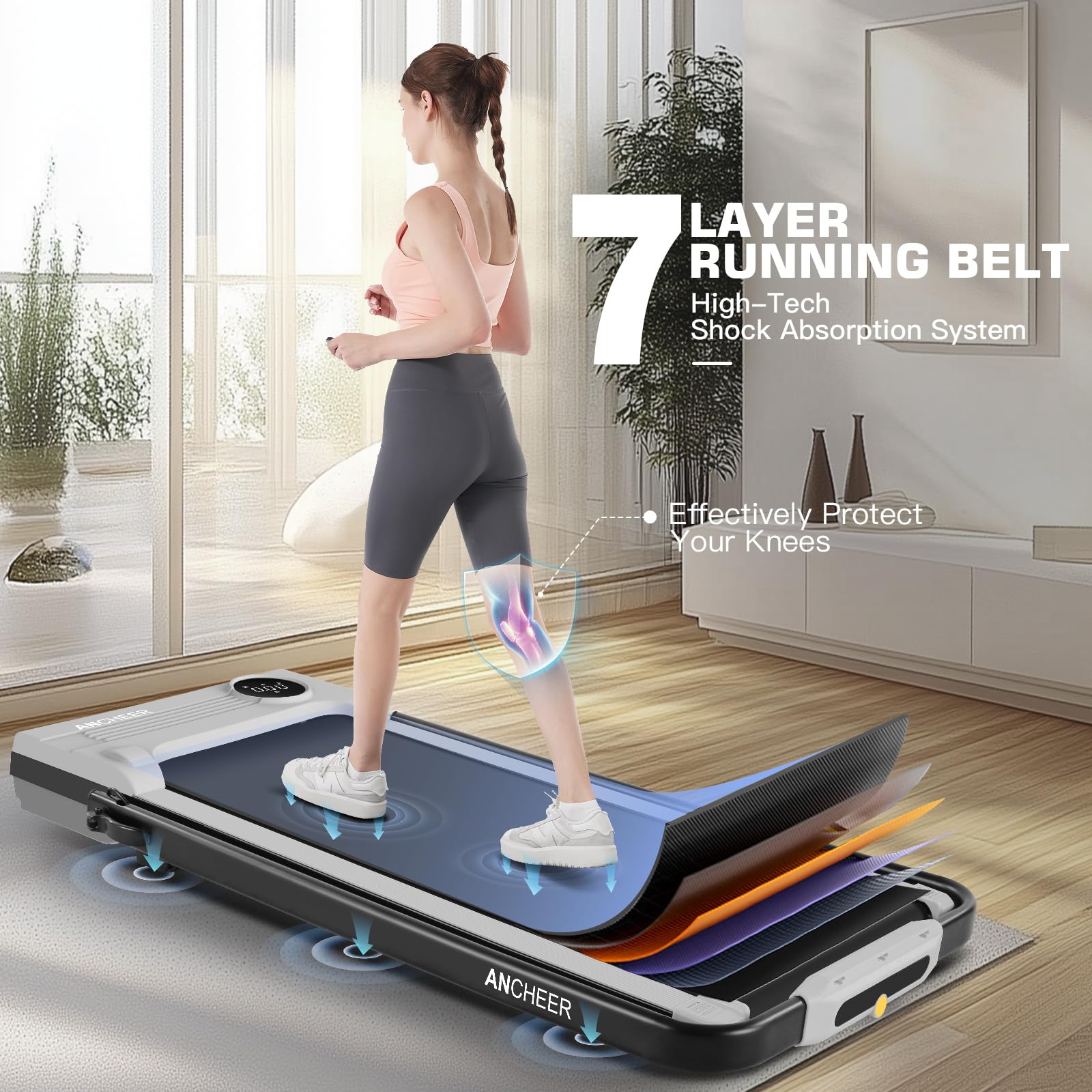 Ancheer Walking Pad Treadmill With Incline And Handle Bar - Under Desk Treadmill 4 In 1 Folding Treadmills For Home Office/Led D