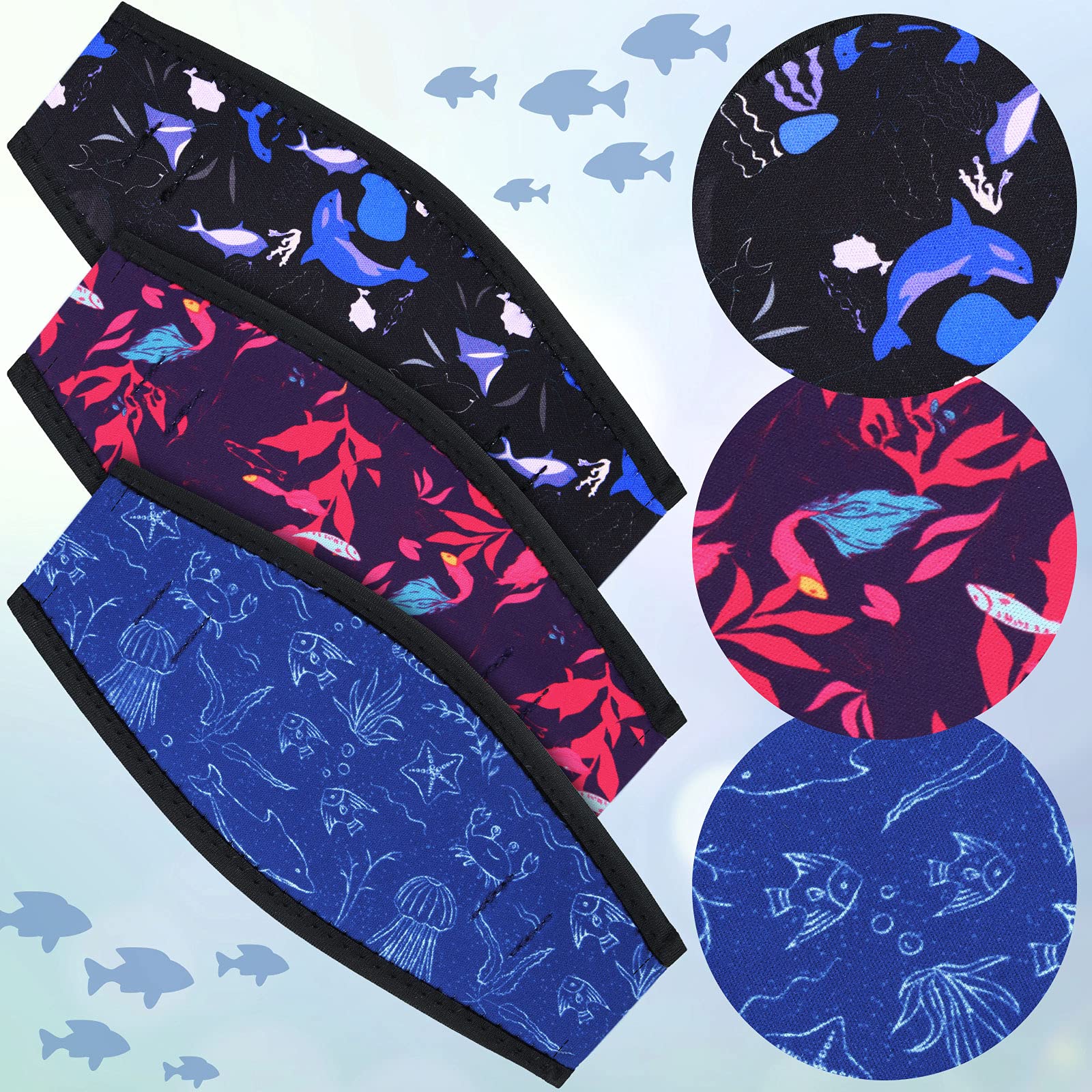 Skylety 3 Pieces Neoprene Mask Straps Cover Diving Mask Straps Neoprene Mask Dive Hair Protector Wrap For Dive And Snorkel Water