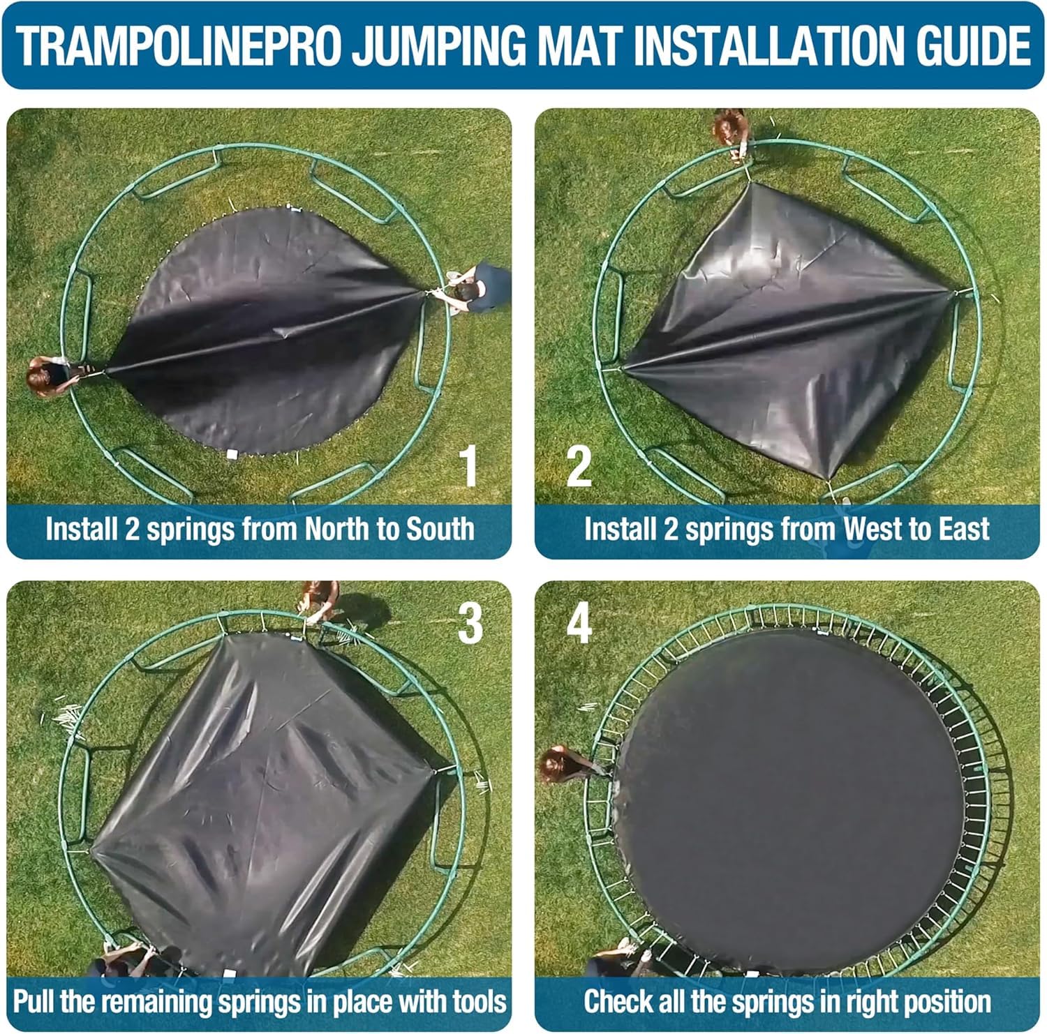 Trampoline Pro Replacement Trampoline Mat 12Ft Round Frame, For 72 Springs, 5.5'' Spring Length, Fits All Same Size Brands, Mat