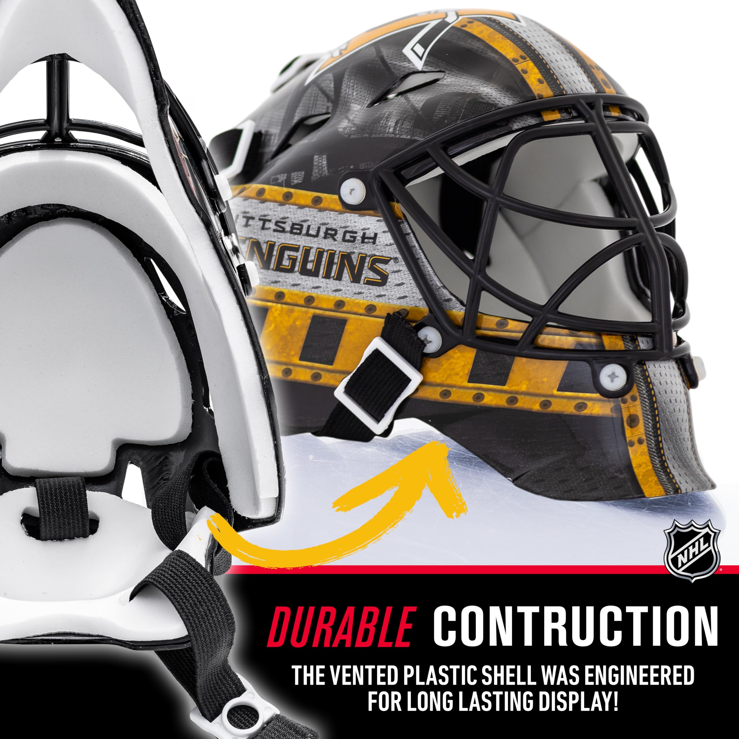 Franklin Sports Nhl Pittsburgh Penguins Mini Hockey Goalie Mask With Case - Collectible Goalie Mask With Official Nhl Logos And