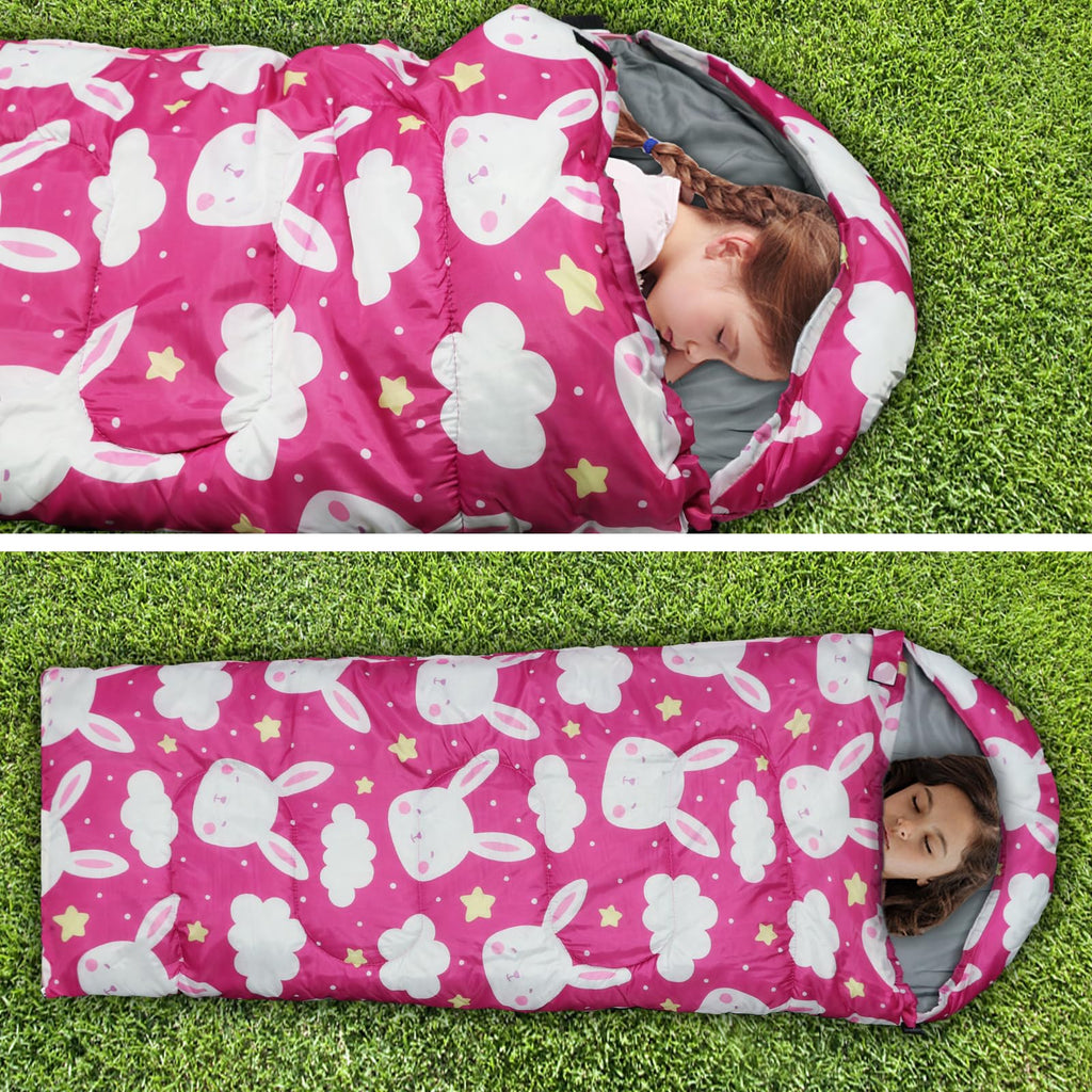 Kids Sleeping Bags - Camping Sleeping Bags With Carry Bag - Compact Sleeping Bag For Hiking, Backpacking 3 Season Warm & Cool We