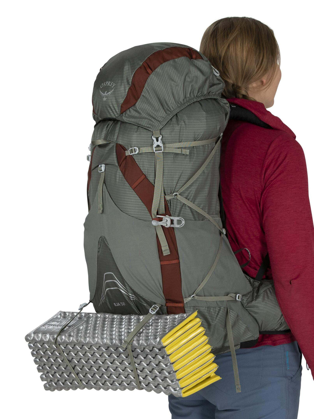 Osprey Eja 58L Womens Ultralight Backpacking Backpack, Purple Dusk, WXS/S
