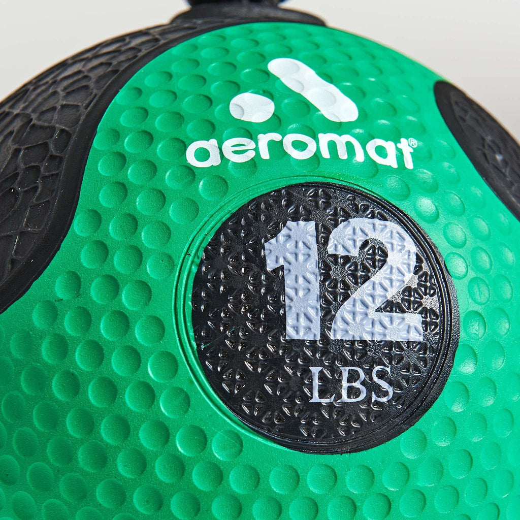 Aeromat Elite Power 39'' Rope 12 Lb Medicine Balls For Exercise - 9'' Dia Workout Ball, Weighted Balls For Exercise, Weight Ball