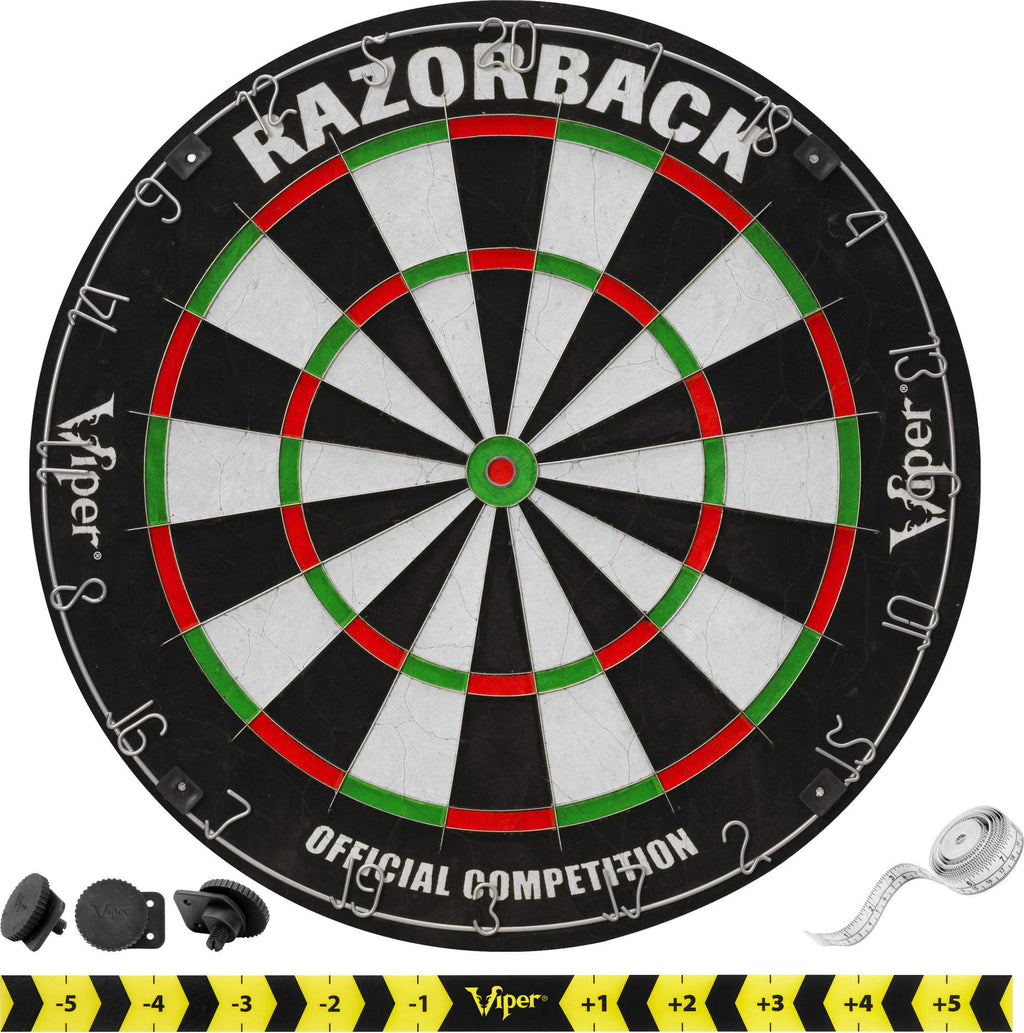 Viper Razorback Wdf Accredited, Official Competition Bristle Steel Tip Dartboard Set W/ Staple-Free Razor Thin Spider Wire Self-
