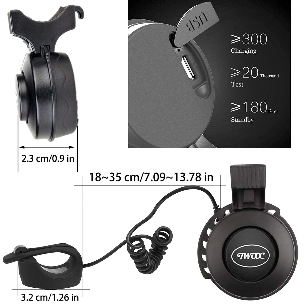 Kewayo Electric Bike Horn, Electronic Bicycle Bell 80~100 Db Waterproof Usb Rechargeable Bicycle Bell Upgrade Adjustable Volume
