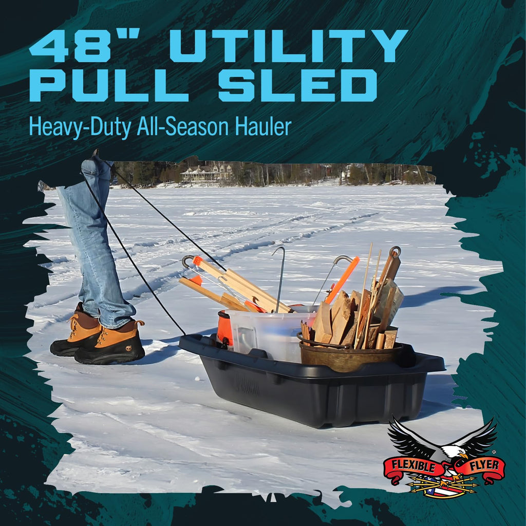 Flexible Flyer Utility Pull Sled. Ice Fishing, Deer Hunting, Firewood, Work Cargo
