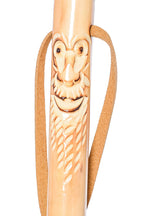 Forest Pilot Root Head Wooden Walking Stick With Old Man Face Carving(Nature Color, 55 Inches, 1 Piece