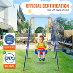 Vevor Swing Sets For Backyard, 3-In-1 Toddler Swing Set With 4 Sandbags, Easy To Assemble, Foldable Metal Stand, Swingset Indoor