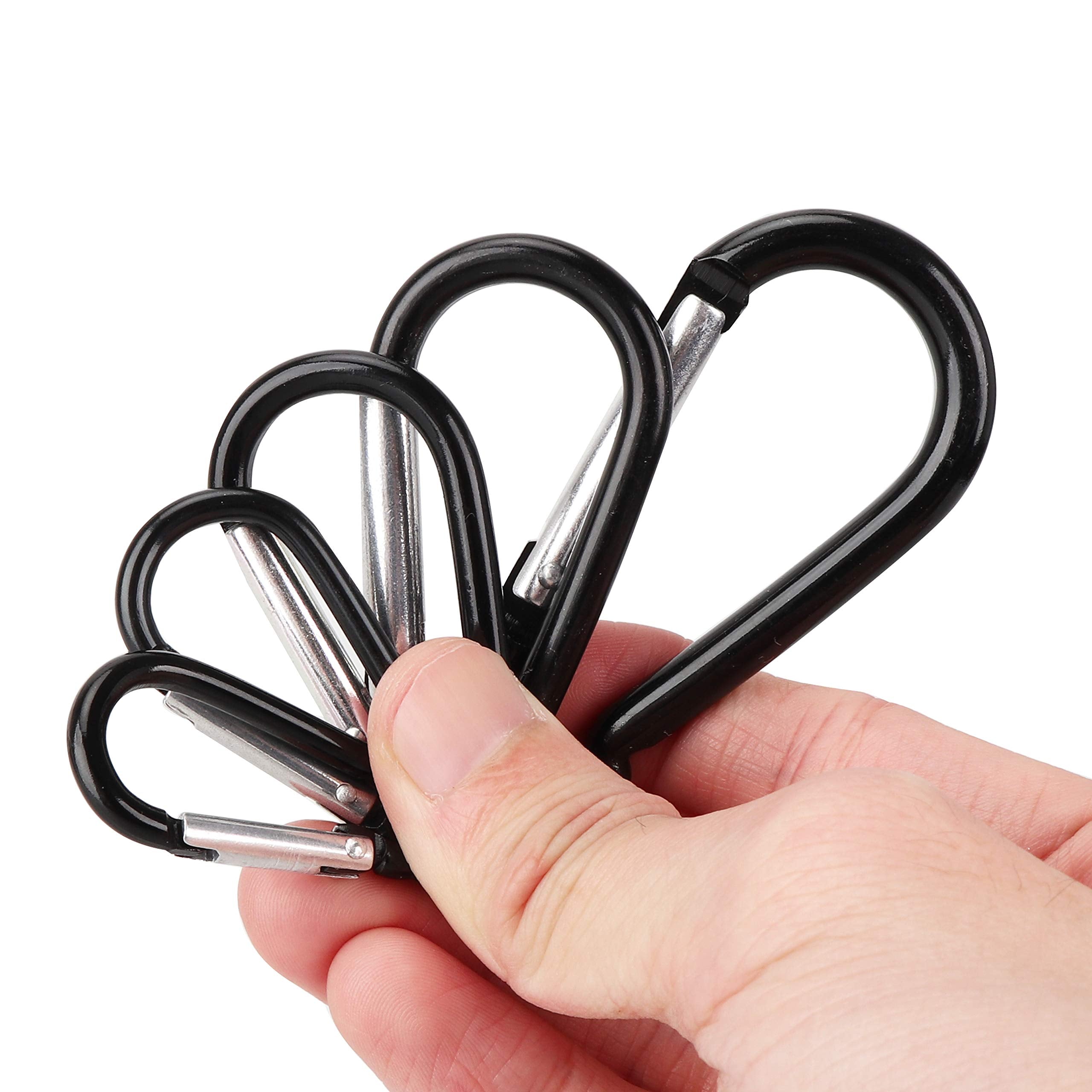 Swatom Aluminum Carabiner Clip2.7 Inches Spring Snap Hook Keyring Carabiners Black For Camping Traveling Hiking Keychains Outdoo