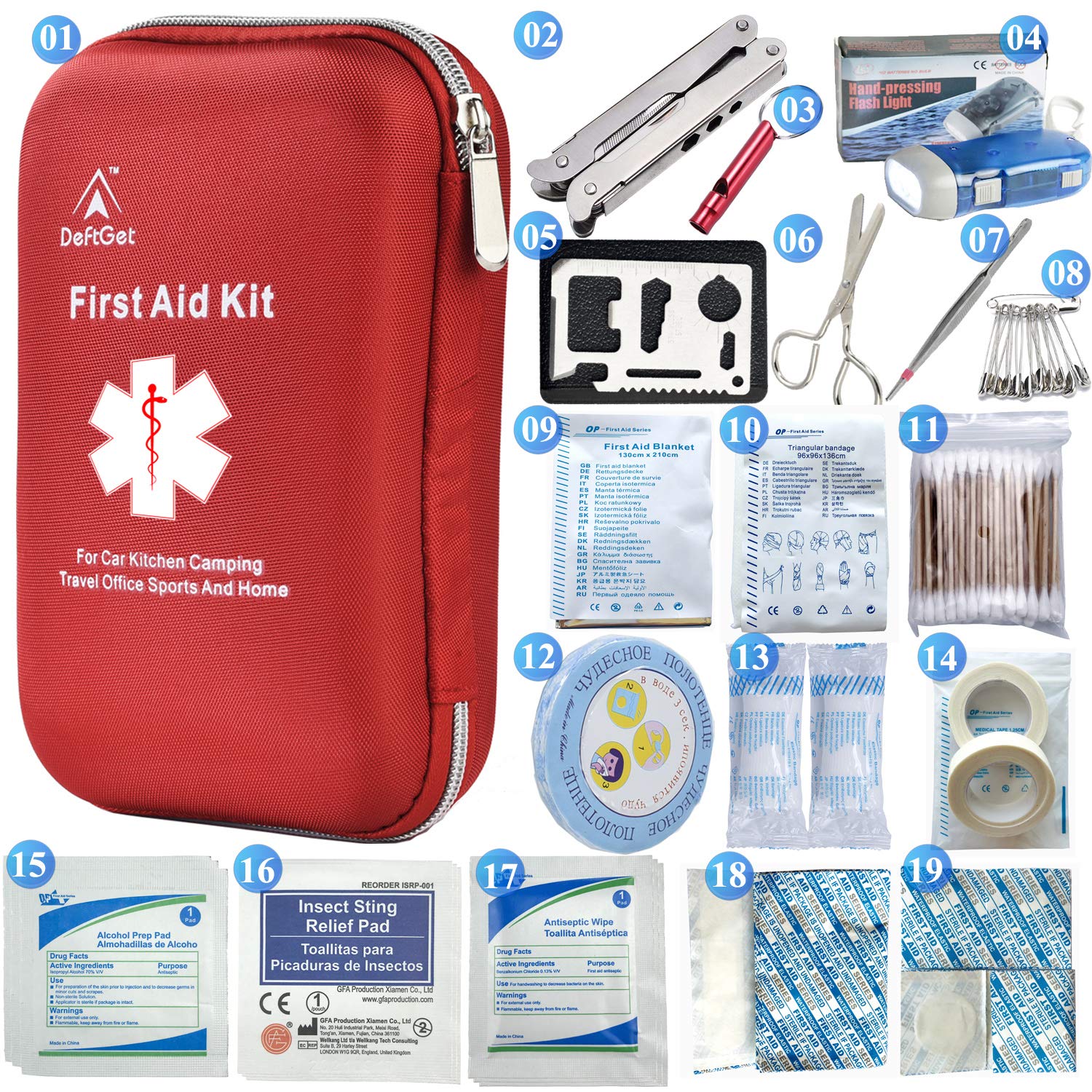 Deftget 163 Pieces First Aid Kit Waterproof Ifak Molle System Portable Essential Injuries Medical Emergency Equipment Survival K