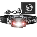 Foxelli Rechargeable LED Headlamp - Ultralight, Waterproof, and USB Rechargeable Headlamp with Red Light for Running, Camping, H