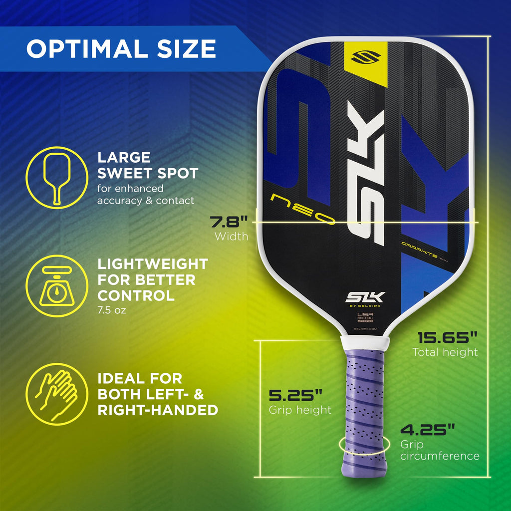 Slk Neo 2.0 By Selkirk Pickleball Paddle  Features A Graphite Face, Sx4 Honeycomb Core, And Spinflex Textured Surface For Tracti
