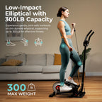 Sunny Health & Fitness Smart Compact Elliptical Cross Trainer with Handlebar and Exercise Bands, Magnetic Resistance, Senior Hom
