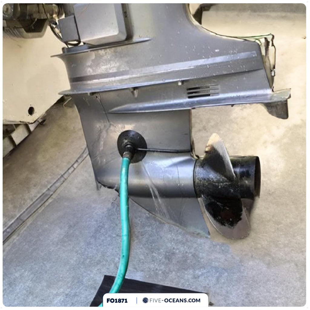 Five Oceans Outboard Motor Muffs, Universal Outboard Motor Flusher, Black Pvc Marine Grade Round Muffs, Coated Steel Bracket, In