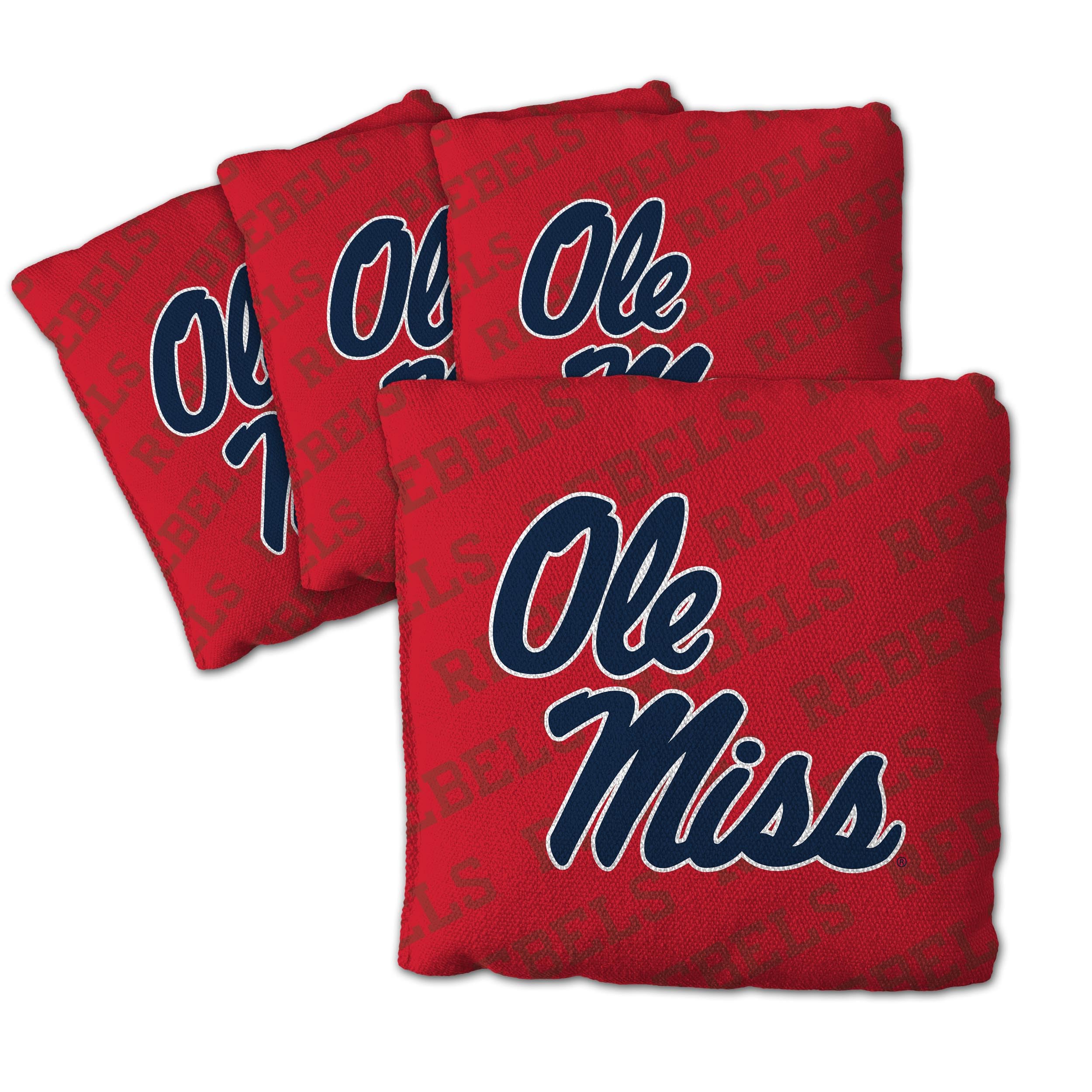YouTheFan Officially-Licensed NCAA Mississippi Rebels Set of 4 Cornhole Bags - All Weather Regulation 6    x 6    Size - 16oz We