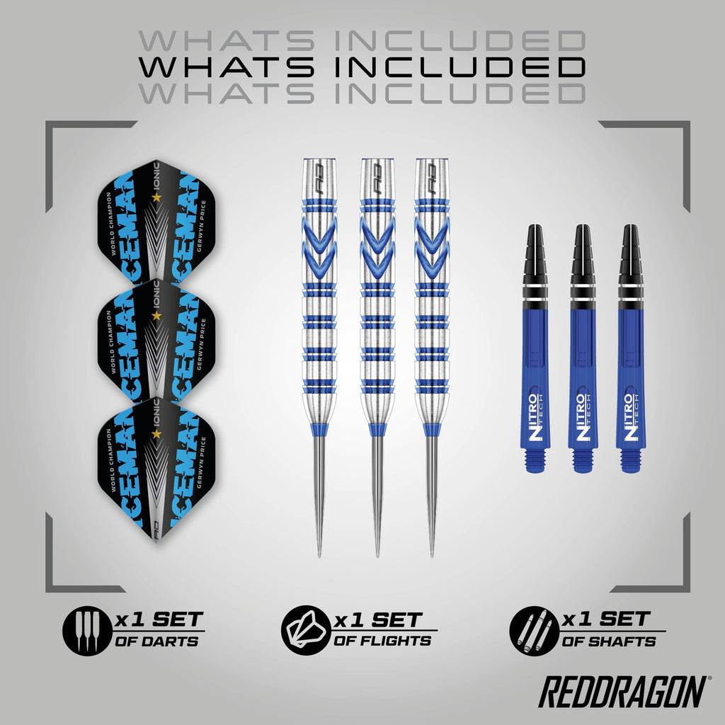 Red Dragon Gerwyn Price 24 Gram - Tungsten Steel Darts Set With Flights And Stems