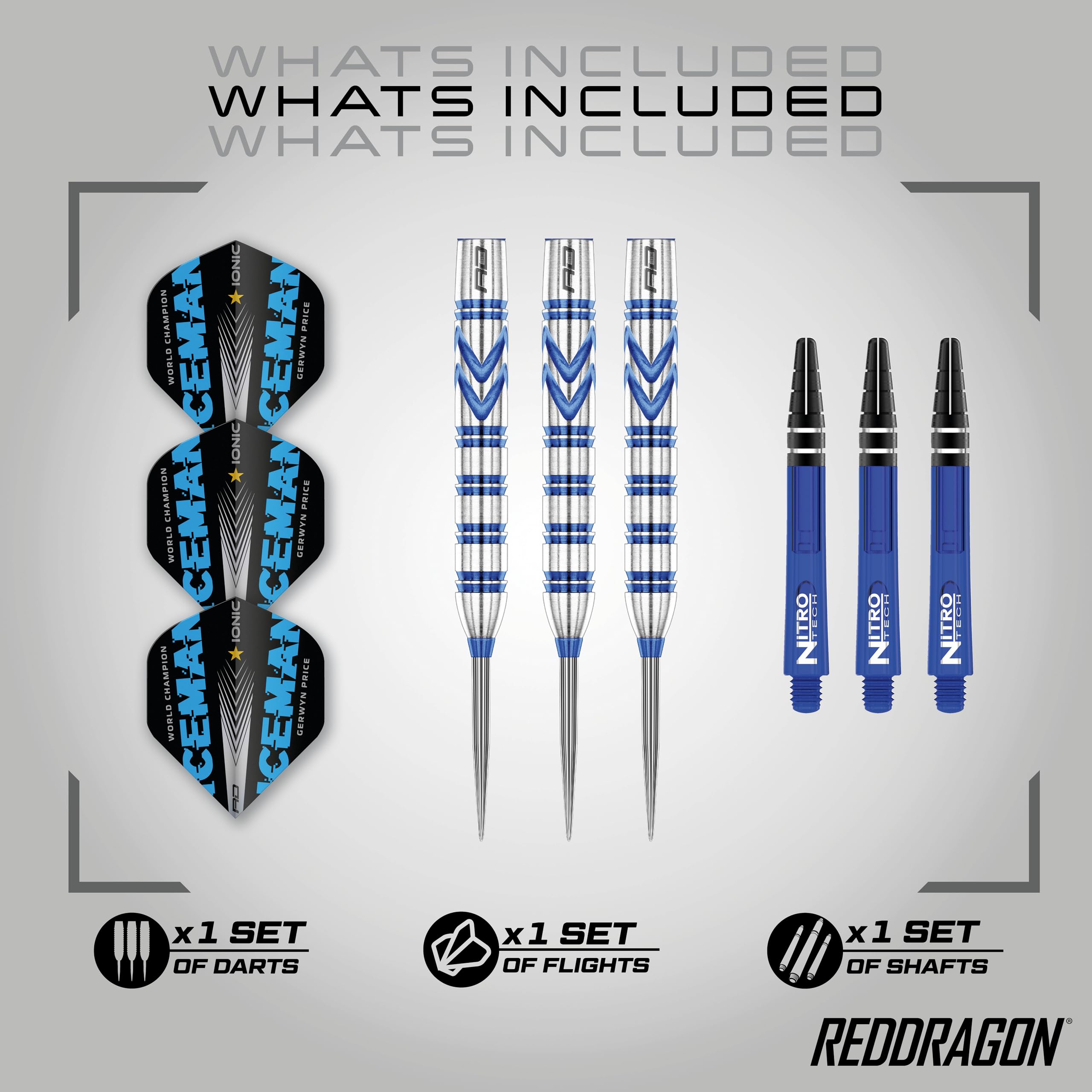 Red Dragon Gerwyn Price 24 Gram - Tungsten Steel Darts Set With Flights And Stems