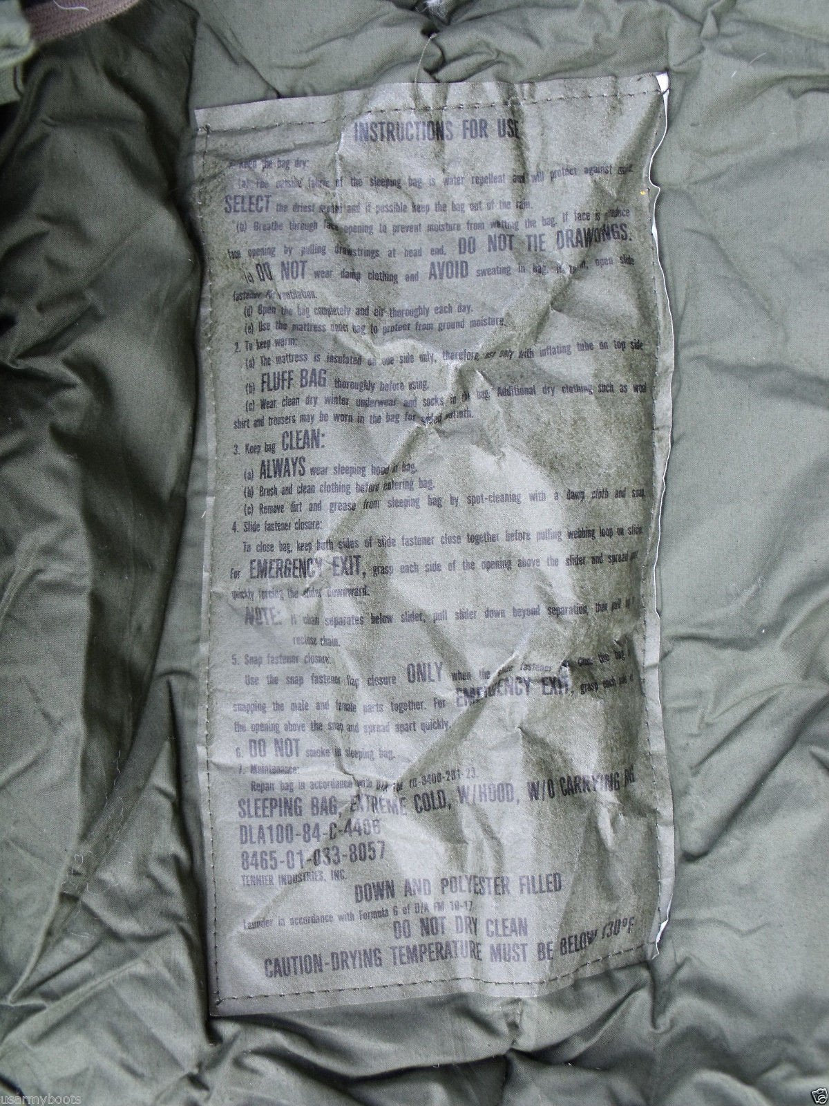 Tennier Gilette Very Warm Thick Old School Military Us Army Subzero Extreme Cold Weather Ecw Down Od Green Sleeping Bag By Us Go
