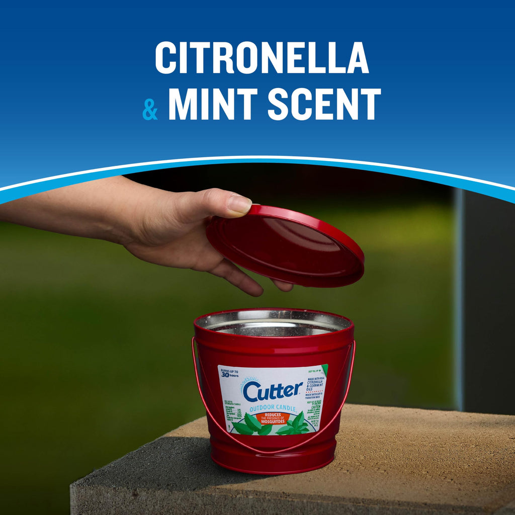 Cutter Candle, Outdoor Soy Wax Candle Made with Real Citronella Oil and Cornmint Oil Reduces The Presence of Mosquitoes with A L