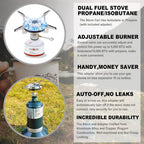 Randder Propane Stove Portable Isobutane Camping Stove With Gas Adapter - 10,000 Btu Single Burner Backpacking Camp Stove For Hi