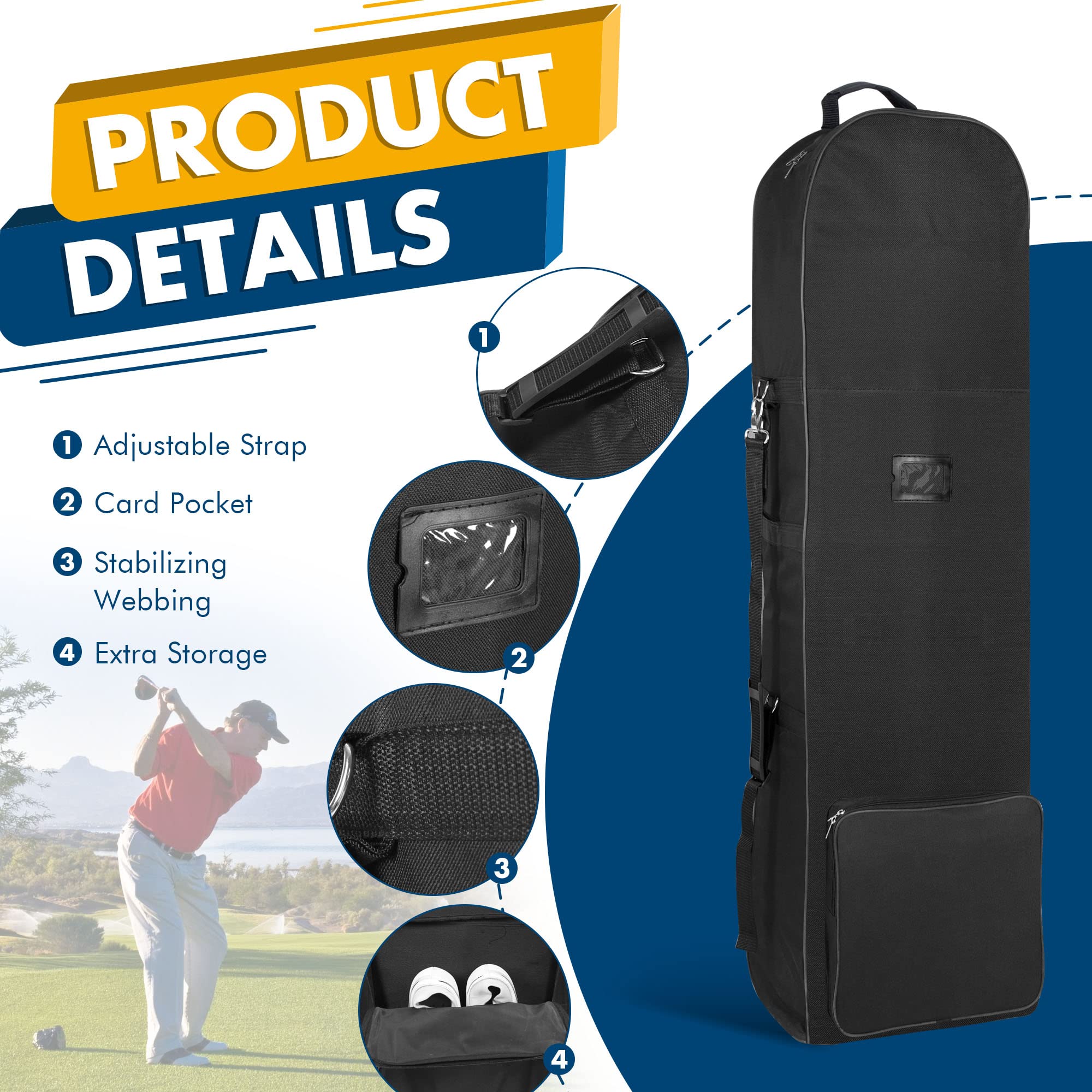 Darekuku Golf Travel Covers For Airlines With Detachable Shoulder Straps, Soft Foldable Golf Club Travel Bags, 900D Heavy Duty O