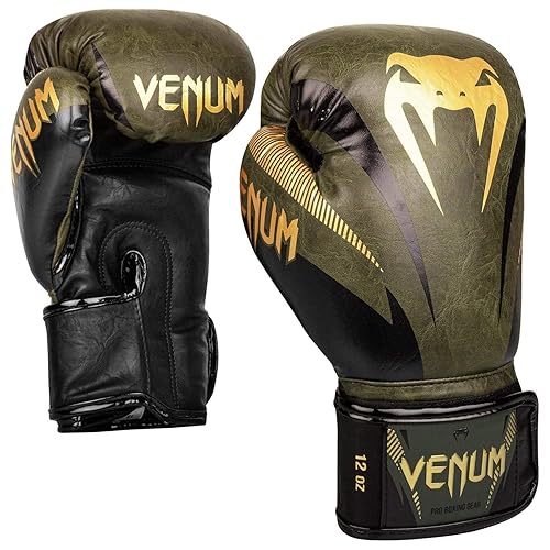 Venum Impact Boxing Gloves-Khaki/Gold - 8Oz