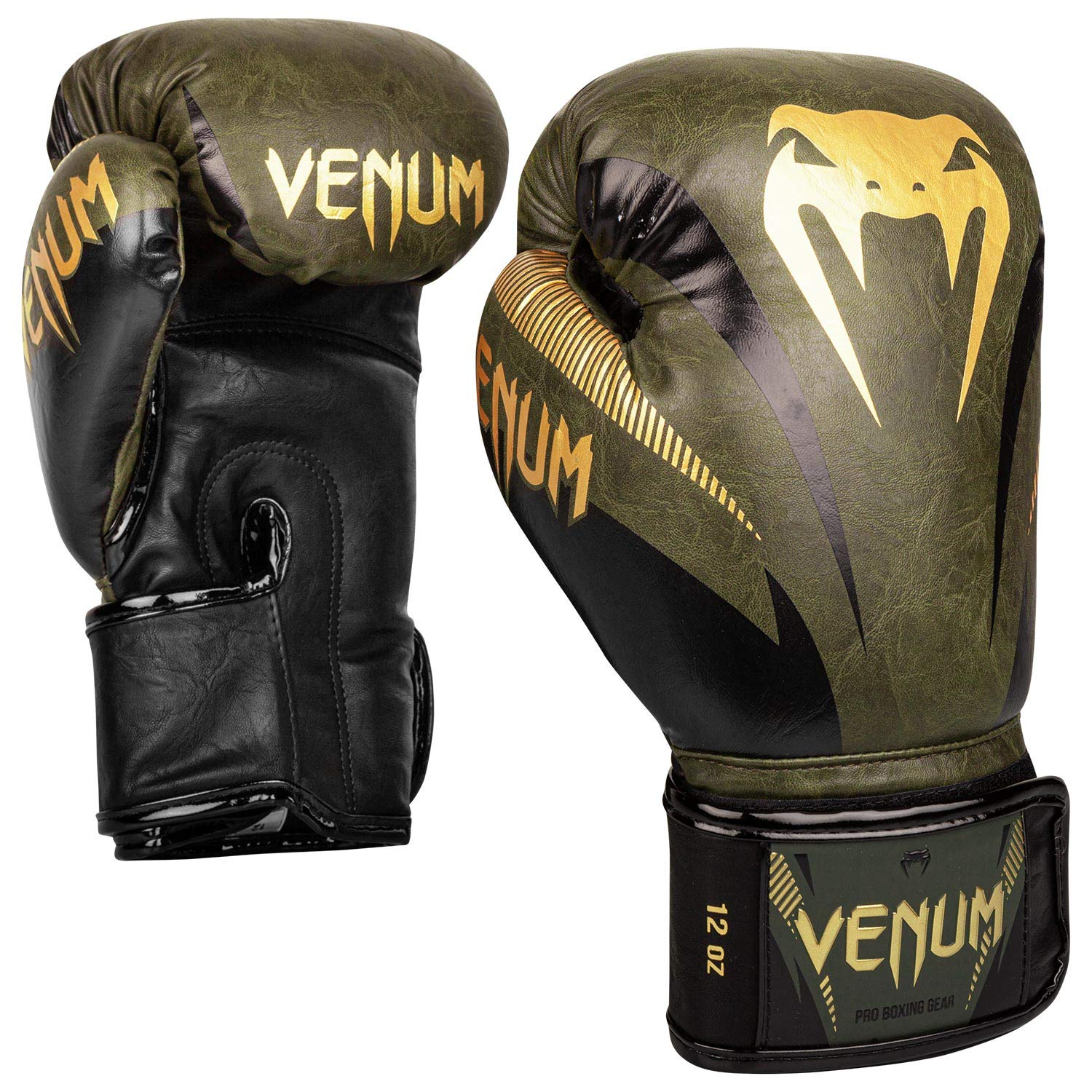 Venum Impact Boxing Gloves-Khaki/Gold - 8Oz
