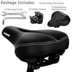 Daway Comfortable Wide Bike Seat - C10 Soft Foam Padded Exercise Bicycle Saddle For Men Women Seniors, Shock Absorbing, Universa