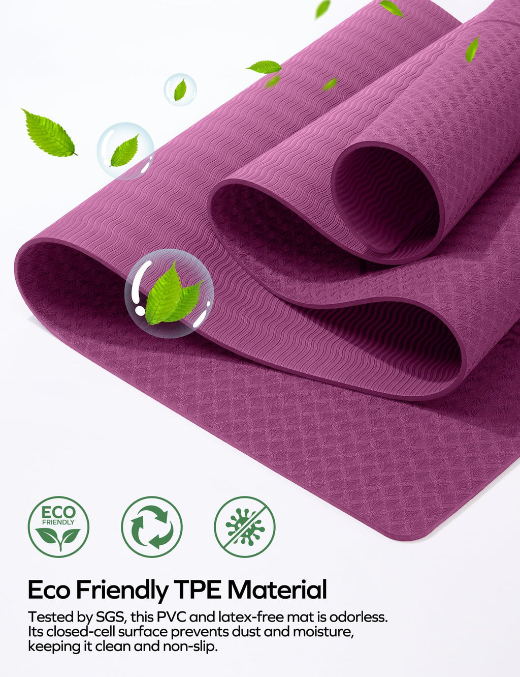 Ewedoos Yoga Mat With Alignment Marks, Yoga Mat Thick 1/4'' Textured Surfaces Exercise Mats For Home Workout Eco Friendly Tpe Fi