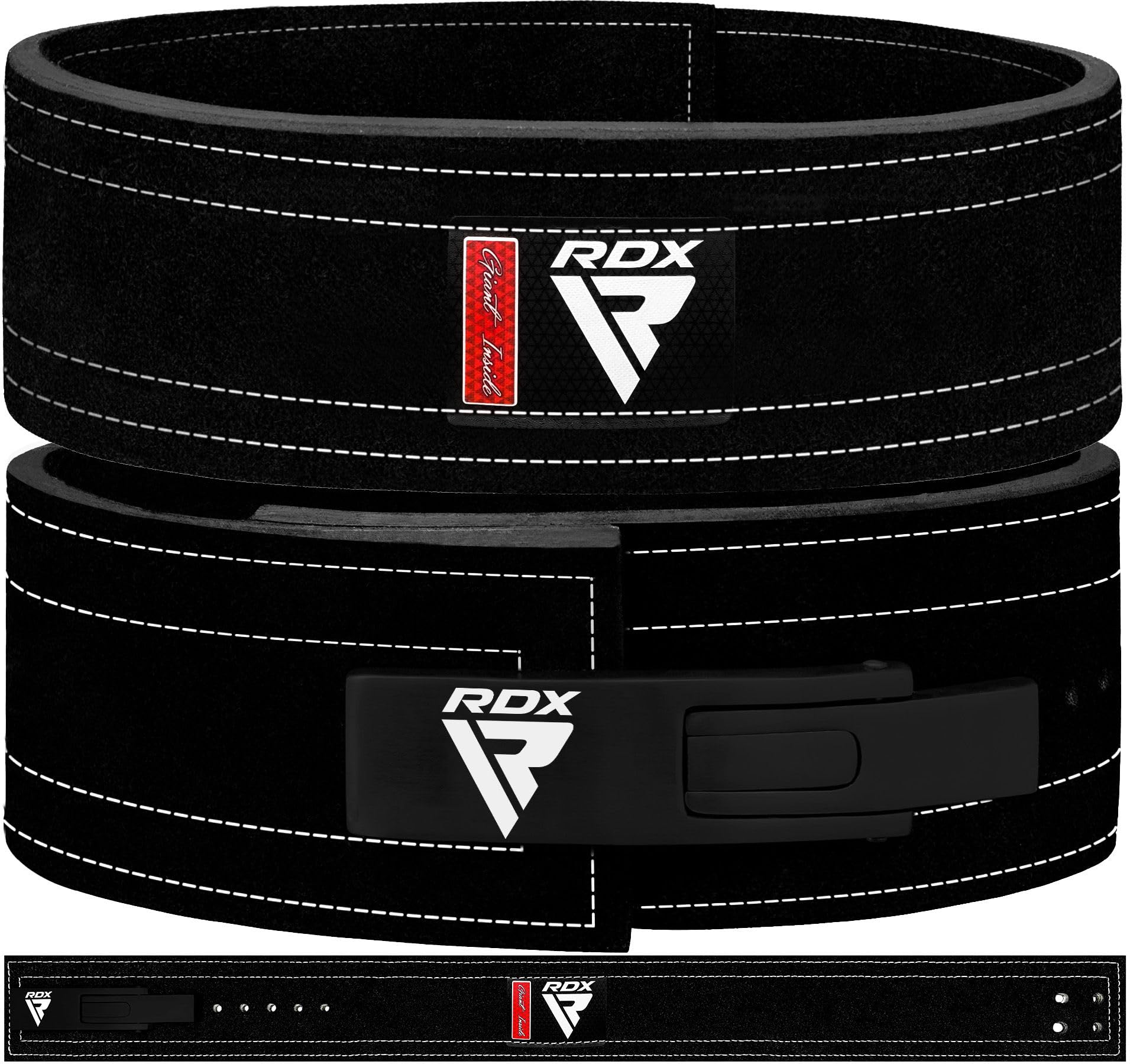 Rdx Weight Lifting Belt Powerlifting, Approved By Ipl And Uspa, 10Mm Thick 4 Leather Lumbar Back Support, Lever Buckle Equipment