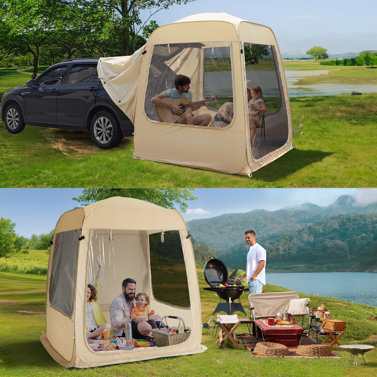 Alvantor Pop Up Screen House, 4 In 1 Outdoor Camping Tent,7'X7' Screen Room With Mosquito Netting &Waterproof Pvc, Suv Tent With