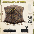 OLIXIS 270See Through Hunting Blind, 2-3 Person Pop Up Camouflage Tent with Carrying Bag, Portable Hunting Tent with Accessory B