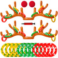 Max Fun 2Pack Inflatable Reindeer Antler Ring Toss Games Indoor Outdoor Christmas Party Games Hat for Xmas Gifts Holiday Party S