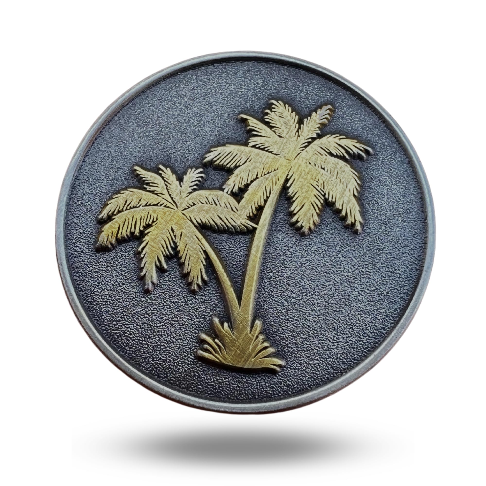 Full Metal Markers Palm Tree Unique Magnetic Metal Golf Ball Marker Accessory With Hat Clip For Men And Women (2 Ball Markers +