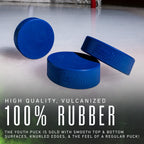 Franklin Sports Ice Hockey Pucks - Blue Rubber Pucks For Ice Hockey - Official Size + Weight - Perfect For Rinks + Synthetic Pad