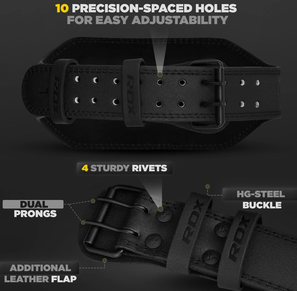 Rdx Weight Lifting Belt Gym Fitness, Cowhide Leather, 4    6    Padded Lumbar Back Support, 10 Adjustable Holes, Weightlifting P