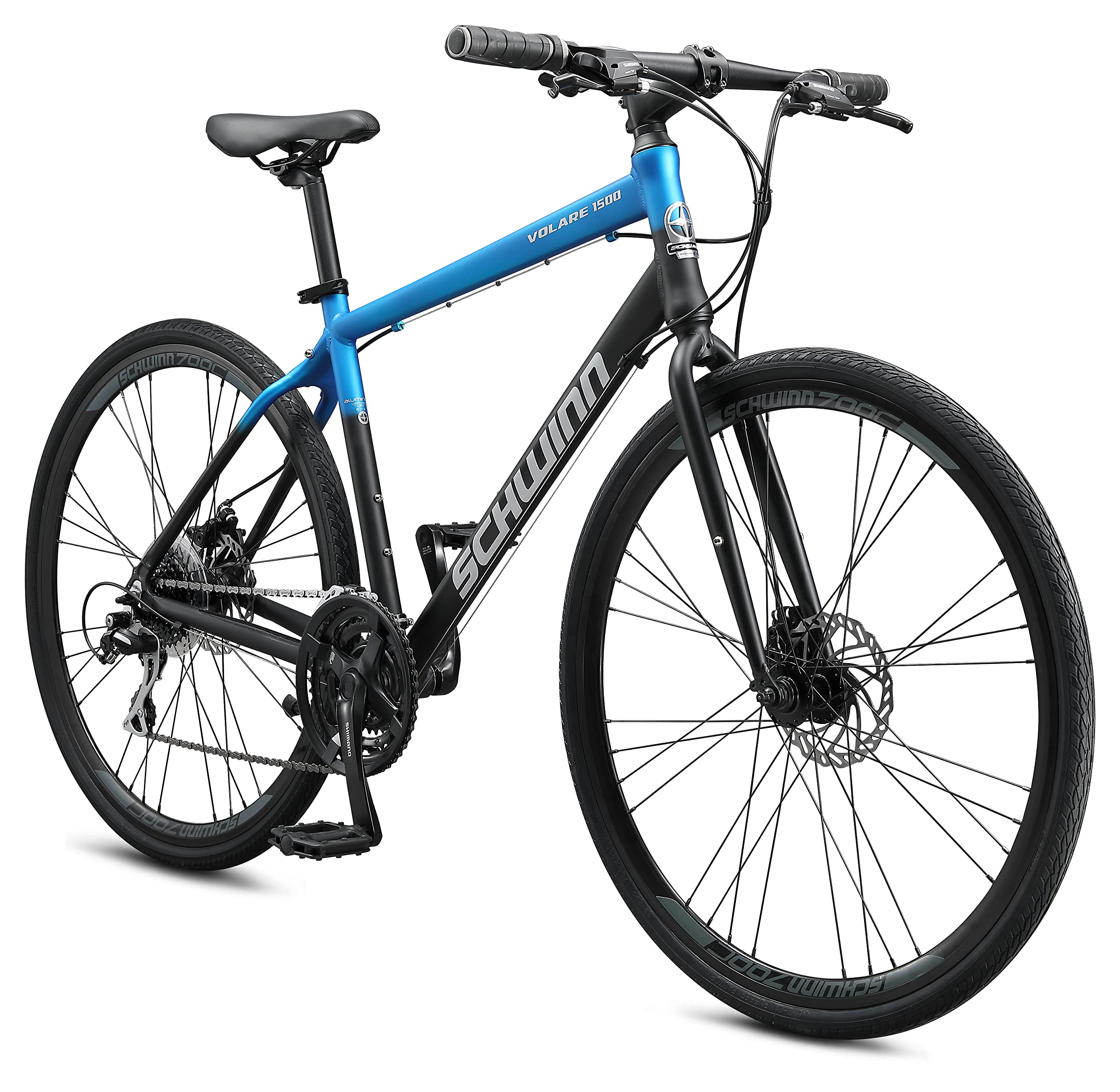 Schwinn Volare 1500 Flat Bar Hybrid Sports Road Bike, Men and Women, 24-Speed, 700c Wheels, 20-Inch Aluminum Frame, Mechanical D