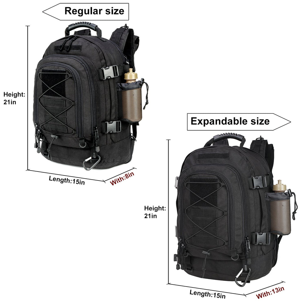 Zseararmy Large Tactical Backpack For Men Military Backpack With Diy System For Travel, Work,Camping,Hunting,Hiking,Sports (Blac
