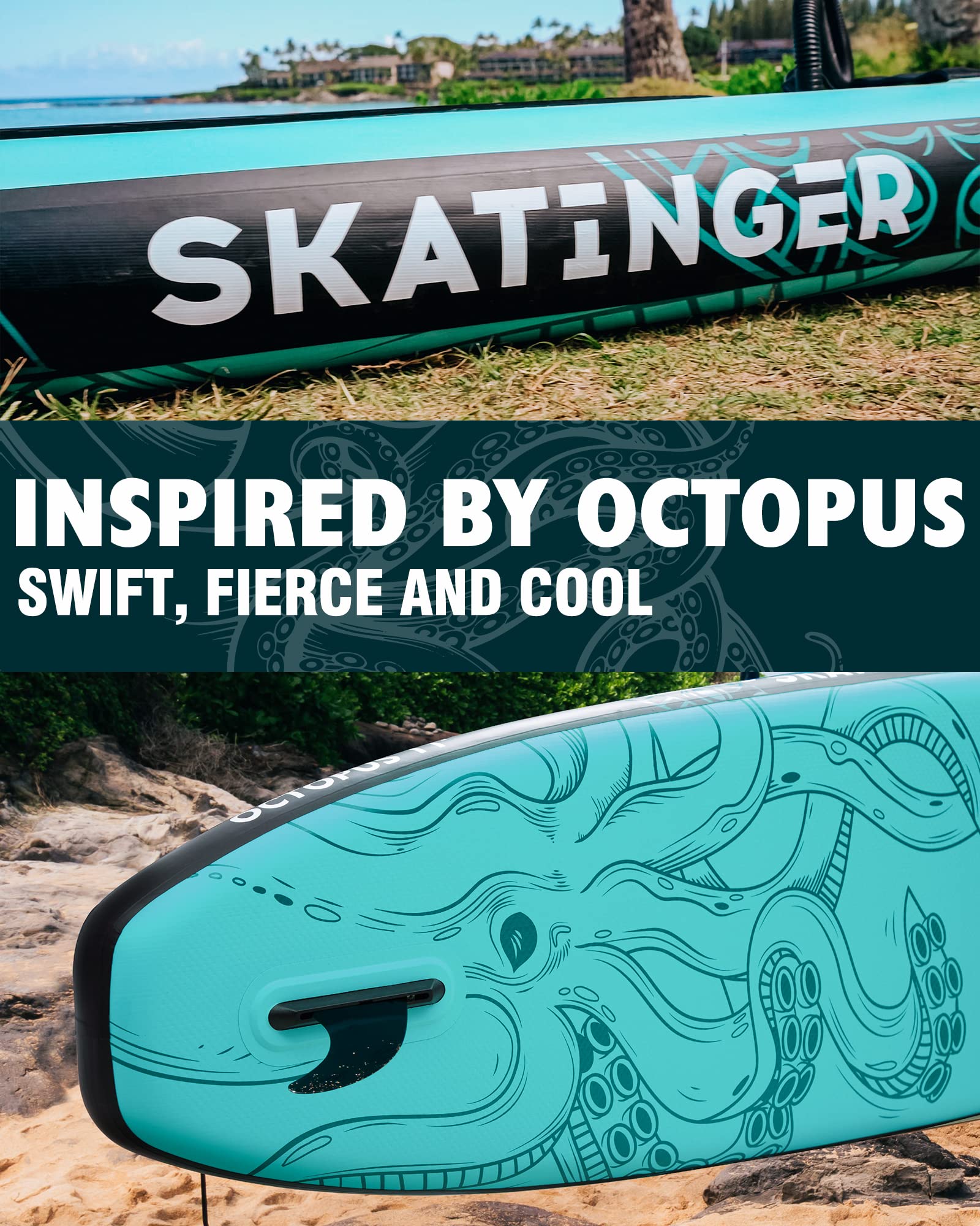 Skatinger 11'X34'' Extra Wide Inflatable Paddle Board, Up To 420Lbspaddle Boards For Adults, Stable Stand Up Paddle Board, 2 Peo
