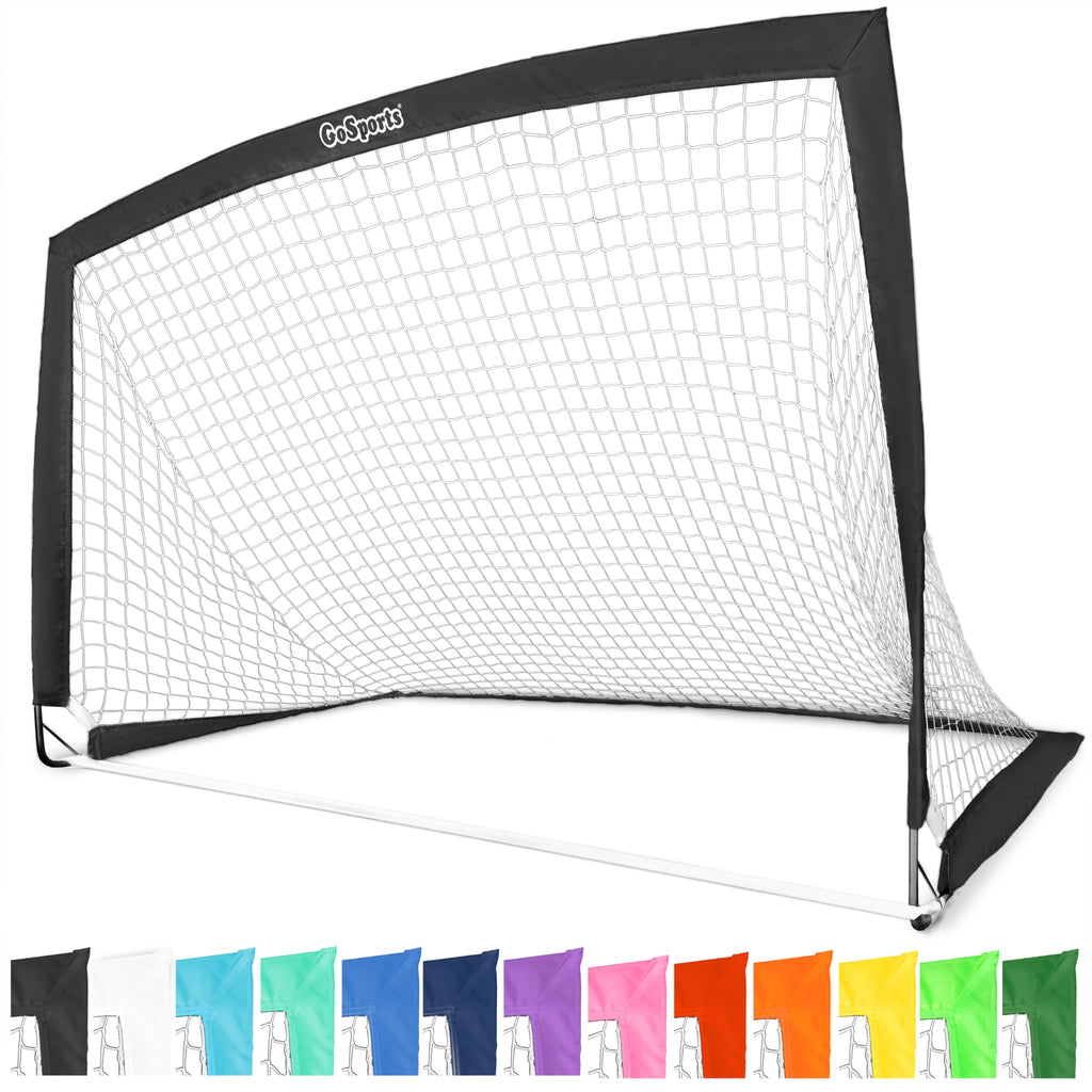 GoSports Team Tone 6 ft x 4 ft Portable Soccer Goal for Kids - Pop Up Net for Backyard - Black