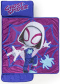 Jay Franco Kids Nap Mat with Embedded Pillow & Blanket - Soft 46x20 Microfiber Sleeping Bag with Name Tag & Handle Purple - Ghos