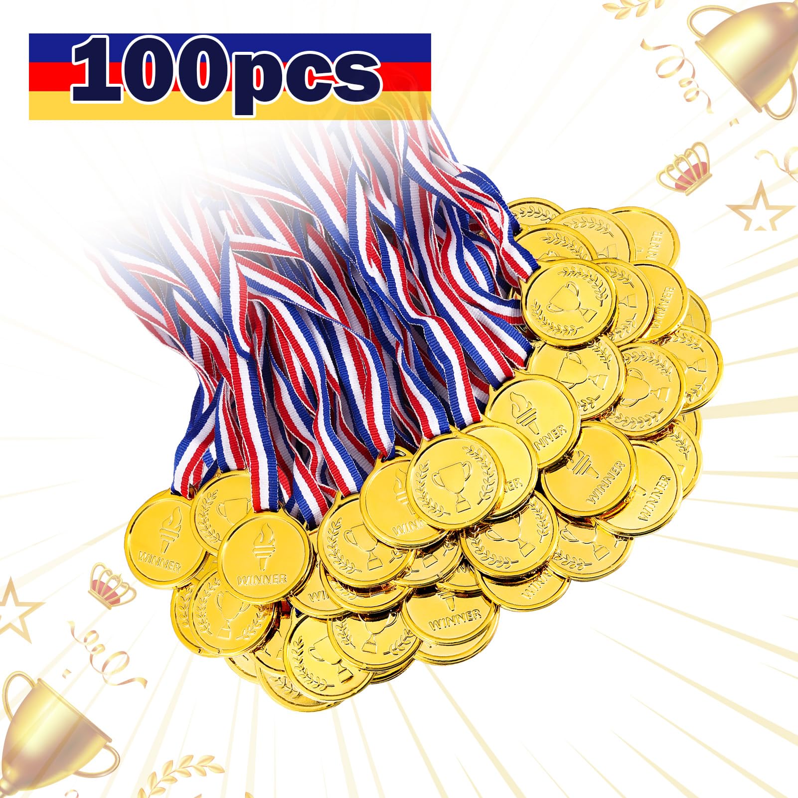 Caydo 100 Pieces Gold Medals For Kids Medals For Awards Plastic Winner Award Medals For Kids