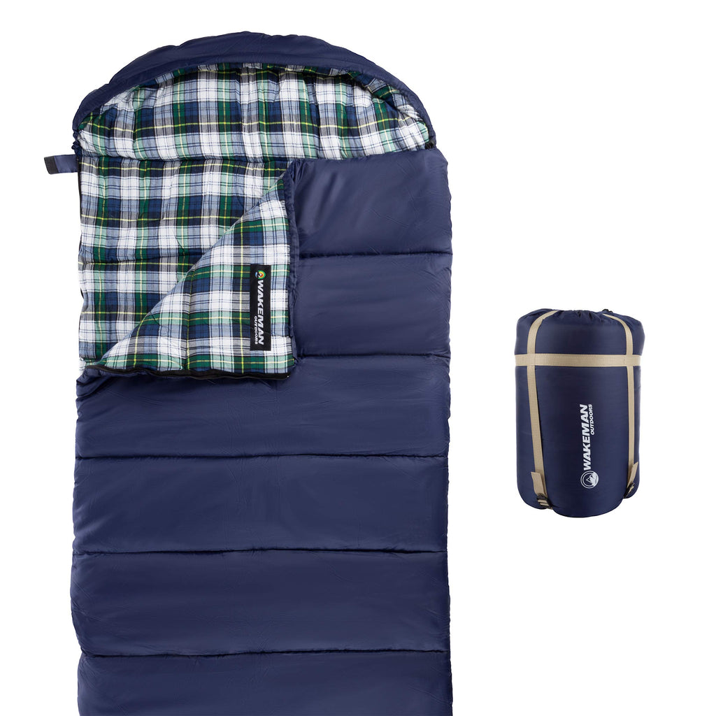 Sleeping Bag - 32F Rated Xl 3 Season Envelope Style With Hood For Outdoor Camping, Backpacking And Hiking With Carry Bag By Wake