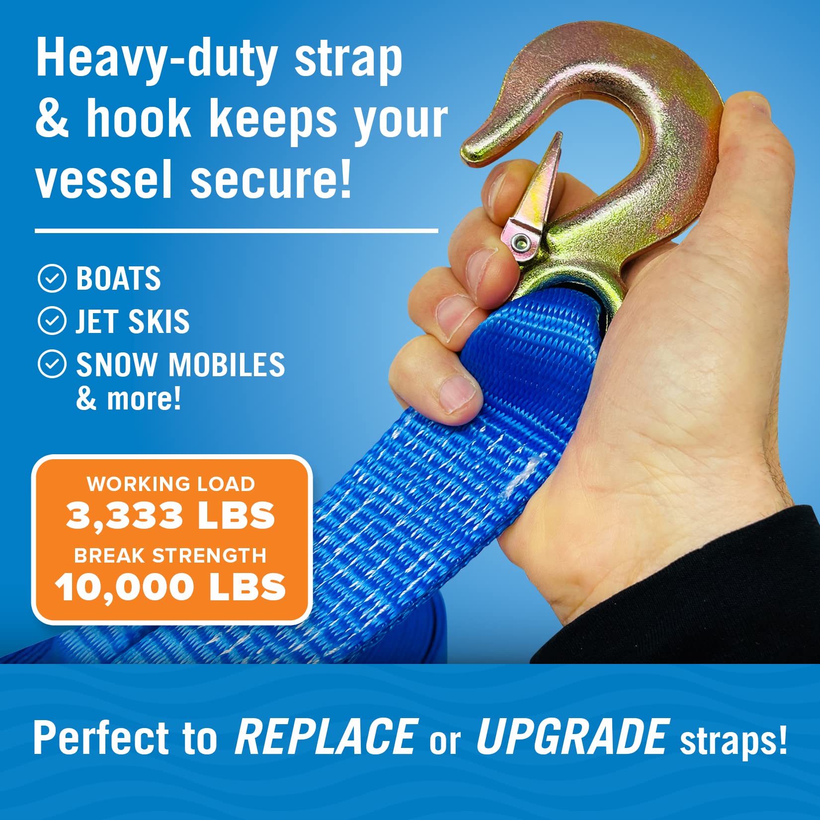 Boat Trailer Winch Strap With Hook Bow Boat Winch Strap Replacement For Hand Crank Trailer Heavy Duty Winch Strap With Hook Towi
