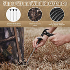 Hunting Blind 300D See Through Ground Blinds With Carrying Bag, 3-4 Person 270 Degree 2 Doors Pop Up Deer Blind Portable Camoufl