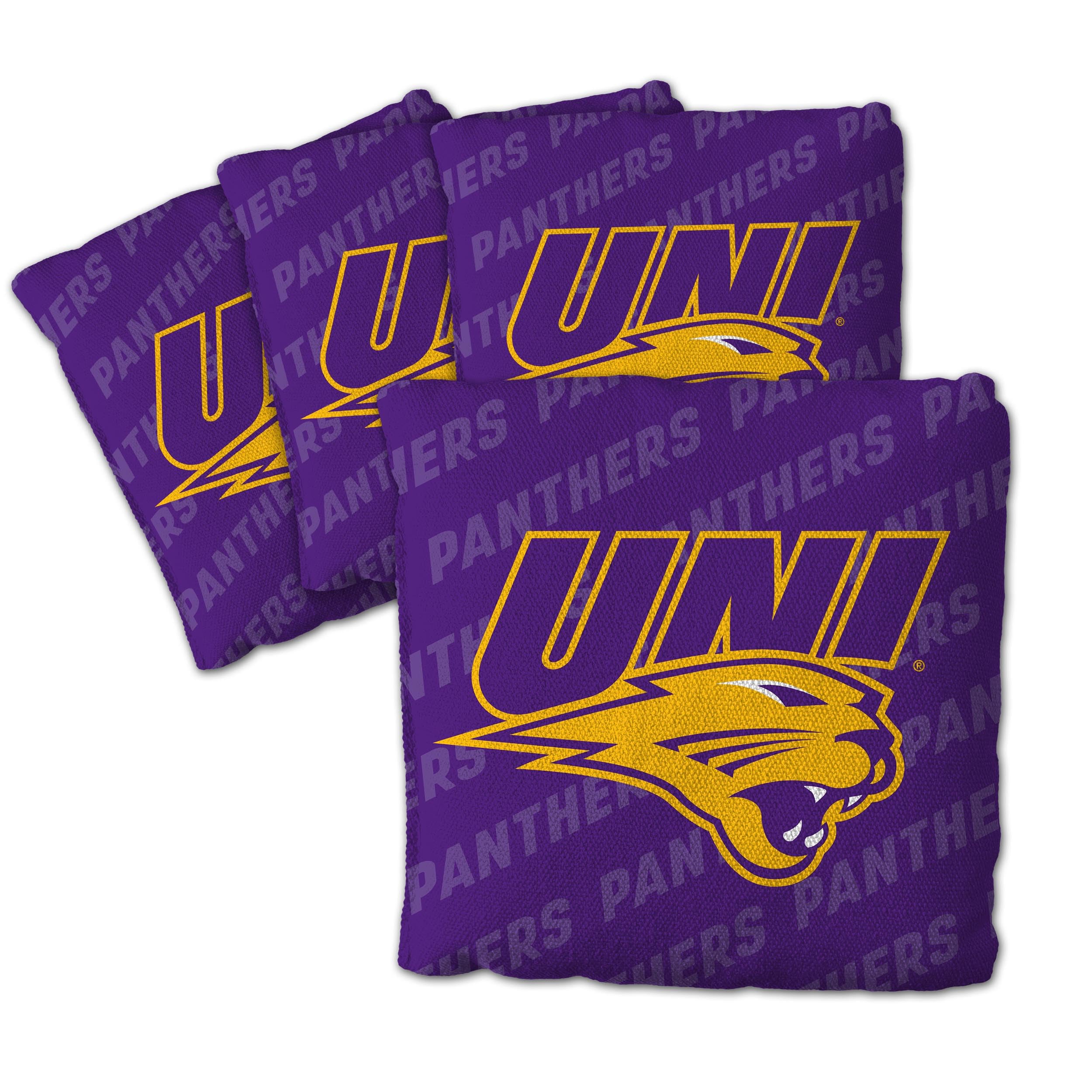 YouTheFan Officially-Licensed NCAA Northern Iowa Panthers Set of 4 Cornhole Bags - All Weather Regulation 6    x 6    Size - 16o