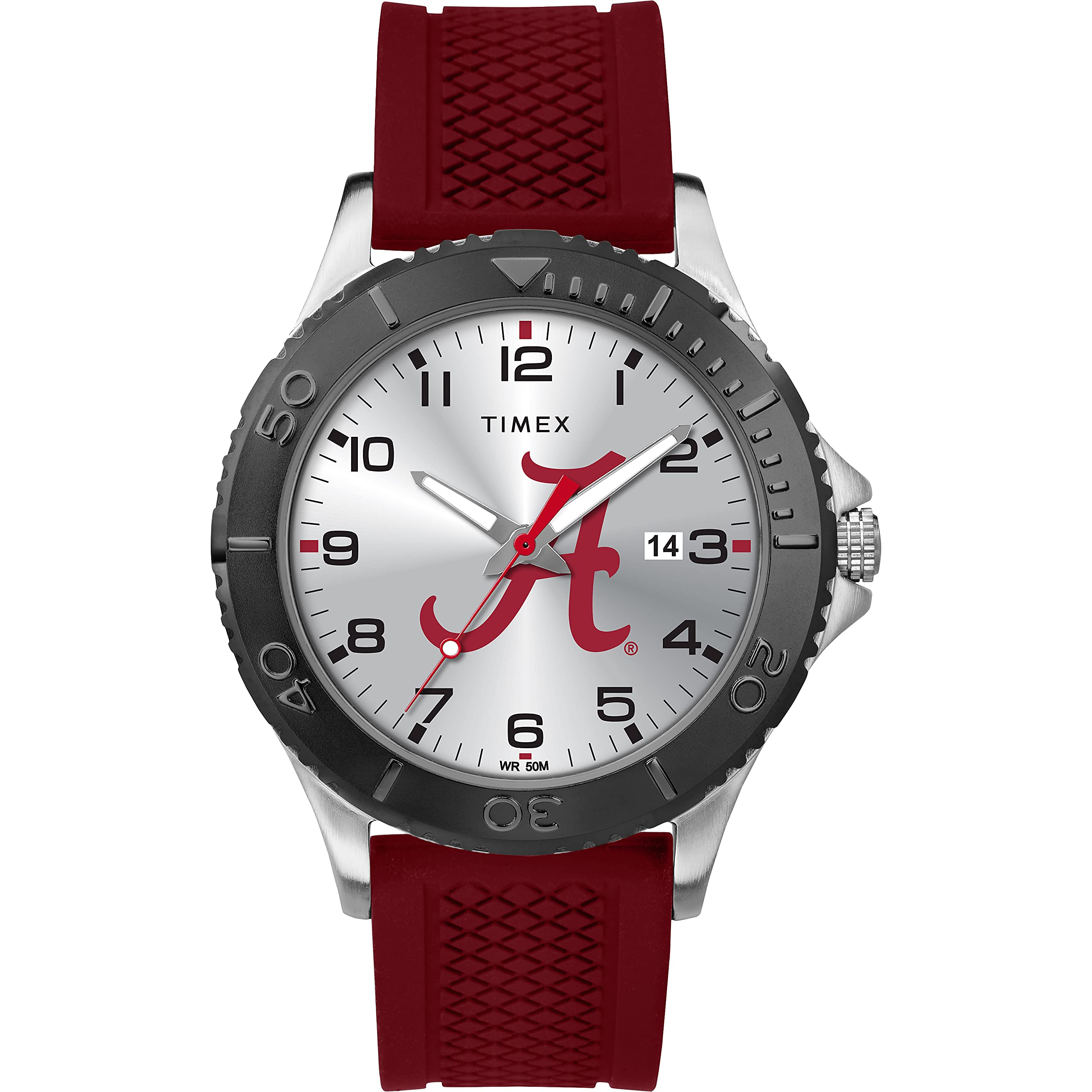 Timex Tribute Mens Collegiate Gamer 42mm Watch - Alabama Crimson Tide with Crimson Silicone Strap